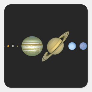 SolarSytem ~ lange Sicht Quadratischer Aufkleber