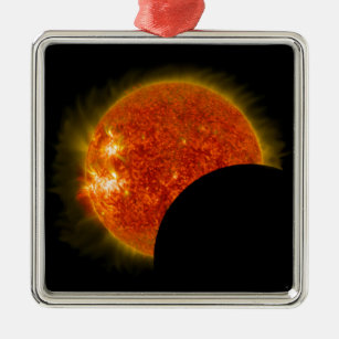 Solarzellen-Eclipse in Arbeit Silbernes Ornament