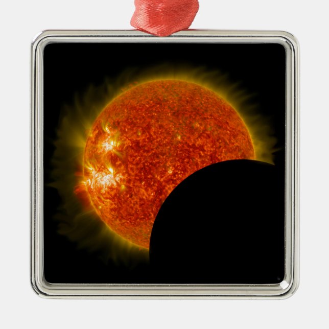 Solarzellen-Eclipse in Arbeit Silbernes Ornament (Vorne)