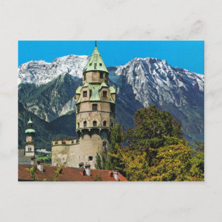 Solbad Hall, Tirol, Österreich, Schloss und Berge Postkarte