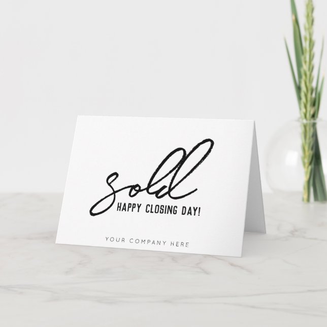 Sold Happy Closing Day Real Anwesen Dankeskarte (Vorderseite)