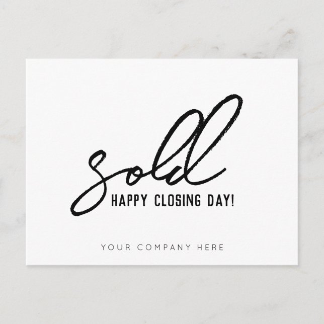 Sold Happy Closing Day Real Anwesen Postkarte (Vorderseite)