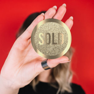 Sold Out Glitzer Sepia Imitate Gold Real Anwesen A Runder Aufkleber