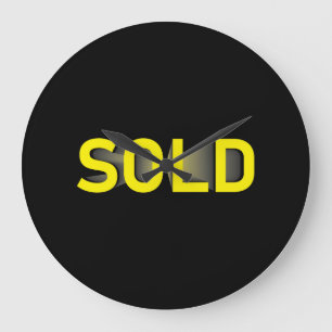 sold sign yellow black große wanduhr
