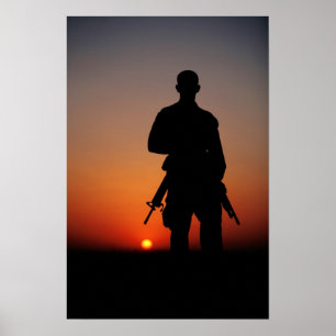 Soldat am Sonnenuntergang Poster