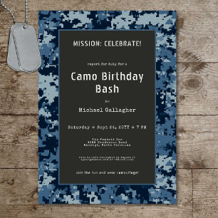 Soldat Blue Camouflage Birthday Einladung