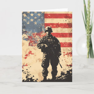Soldat der amerikanischen Fahne Militärveteran Feiertagskarte