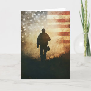 Soldat der amerikanischen Flagge Feiertagskarte