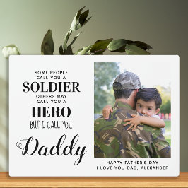 Soldat der Armee Hero Daddy Army Fathers Day Foto Fotoplatte
