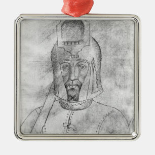 Soldat, der einen visored Sturzhelm trägt Silbernes Ornament