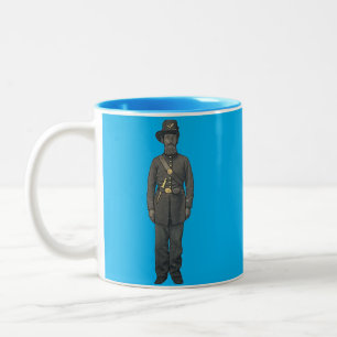 Soldat der Union im Bürgerkrieg in Uniform mit ein Zweifarbige Tasse