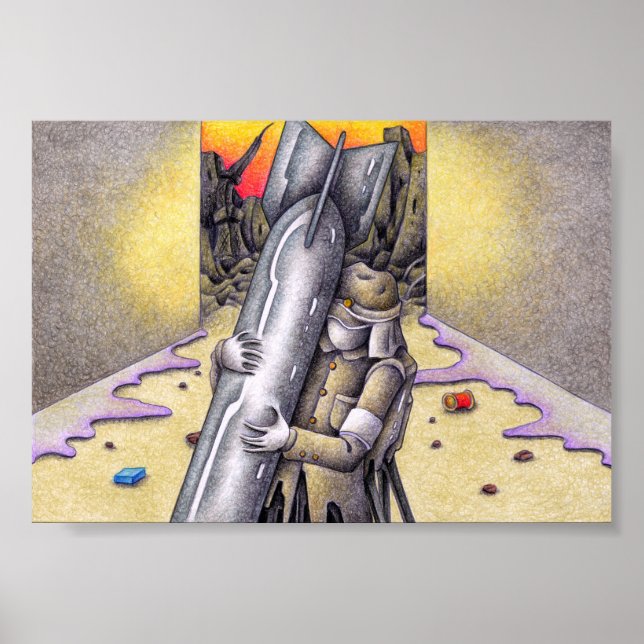 Soldat, der Zerstörung umarmt. Poster (Vorne)