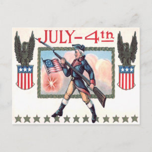 Soldat des Revolutionskrieges Amerikanischer Flagg Postkarte