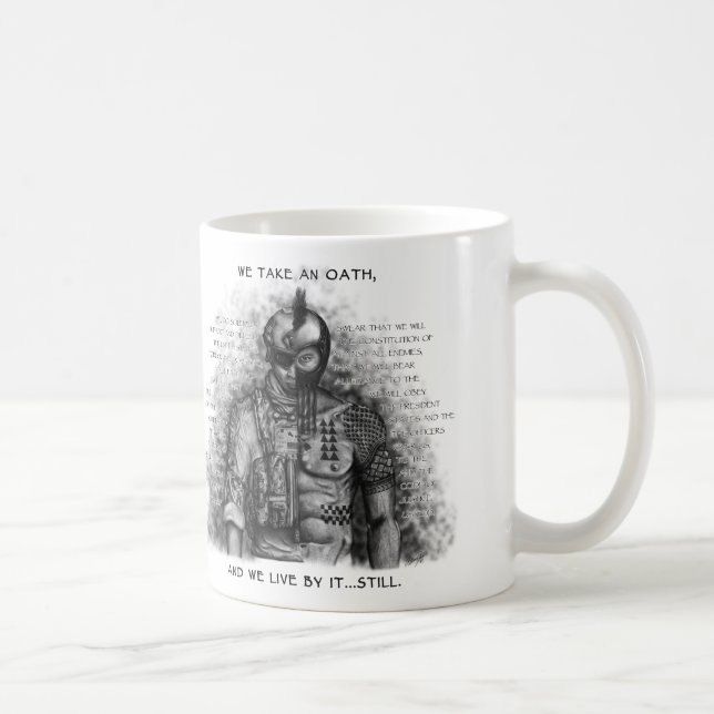 Soldat-Krieger - Eid fertigen Hintergrund-Farbe Tasse (Rechts)