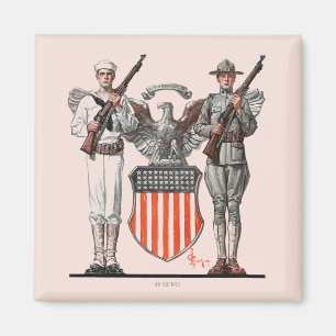 Soldat, Matrose und US-Schild Magnet