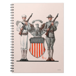Soldat, Matrose und US-Schild Notizblock