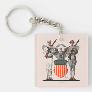 Soldat, Matrose und US-Schild Schlüsselanhänger