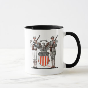 Soldat, Matrose und US-Schild Tasse