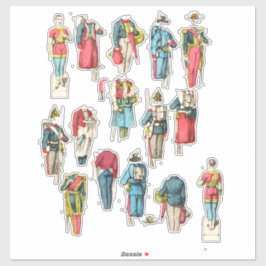 Soldat Miniatur-Papierpuppe-Set Aufkleber