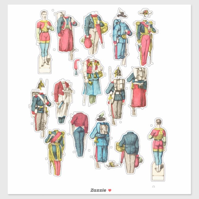 Soldat Miniatur-Papierpuppe-Set Aufkleber (Blatt)