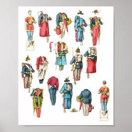 Soldat Miniatur-Papierpuppe-Set Poster
