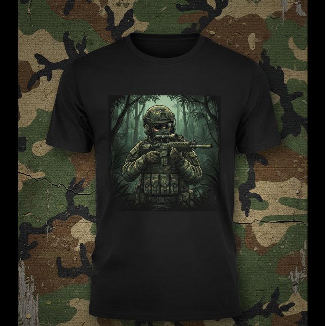 Soldat mit Ausrüstung im Dschungel T-Shirt (Von Creator hochgeladen)