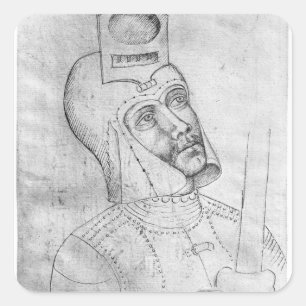 Soldat mit gesichttem Helm Quadratischer Aufkleber