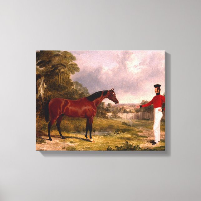 Soldat mit Offizierspferd Leinwanddruck (Vorderseite)