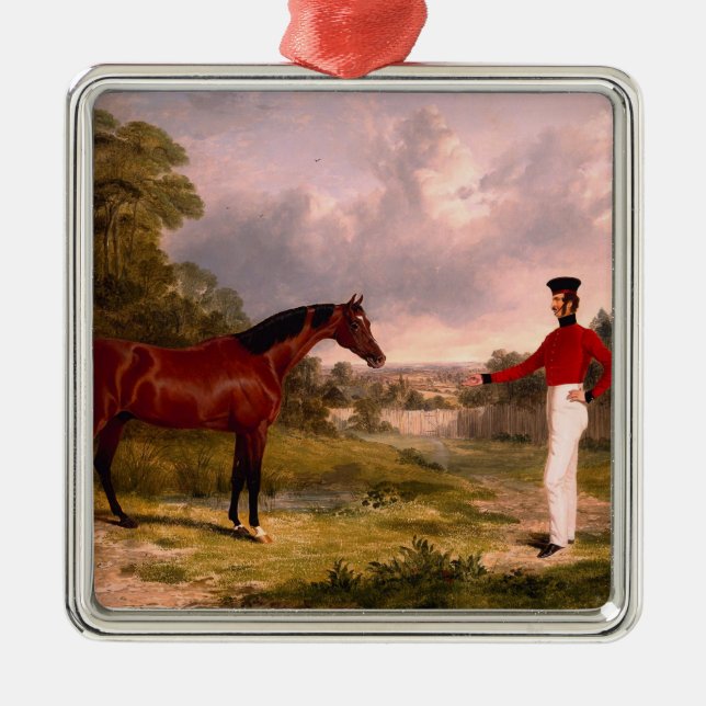 Soldat mit Offizierspferd Ornament Aus Metall (Vorne)