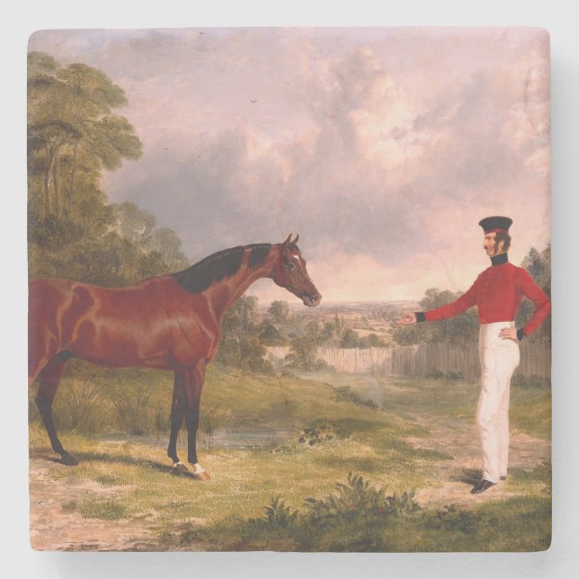 Soldat mit Offizierspferd Steinuntersetzer (Vorderseite)