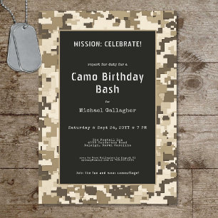 Soldat Sand Digital Camouflage Geburtstag Einladung