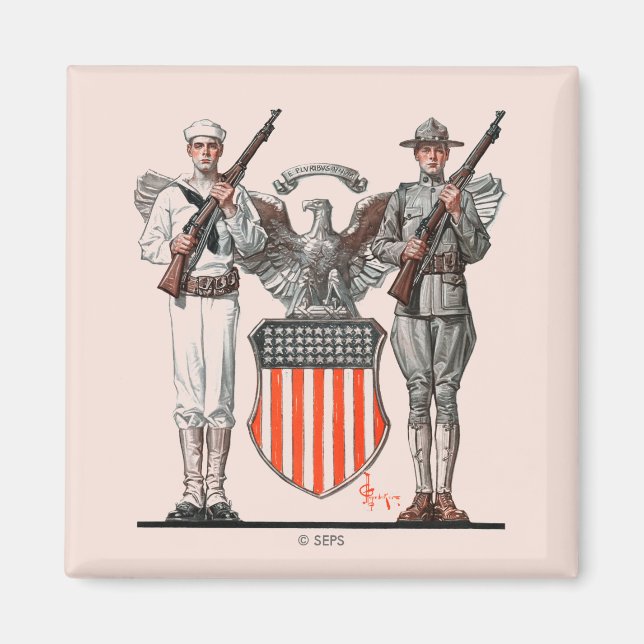 Soldat, Seeleute und US-Schild Magnet (Vorne)