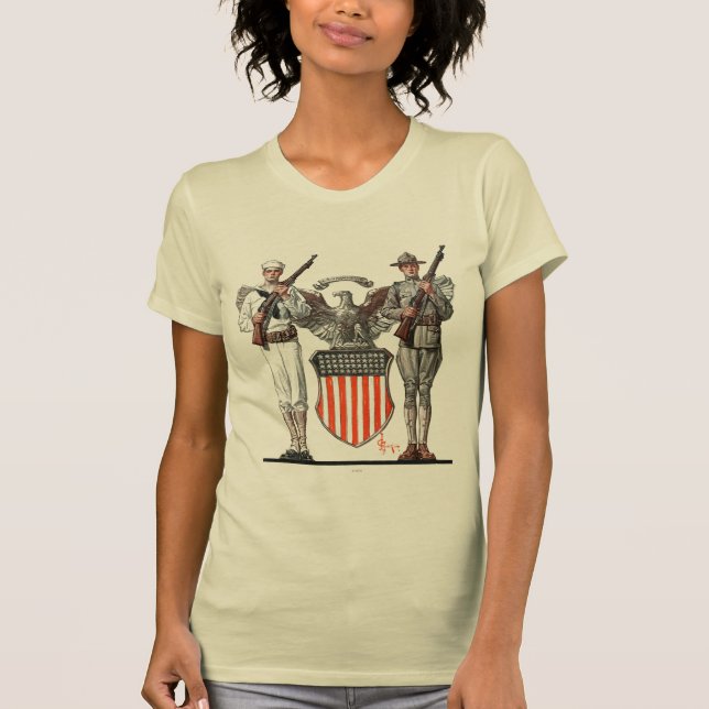 Soldat, Seemann und US-Schild T-Shirt (Vorderseite)