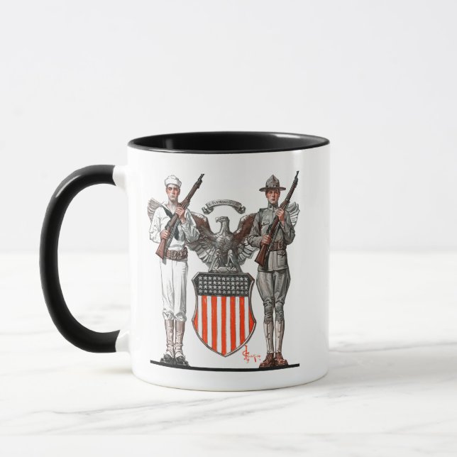 Soldat, Seemann und US-Schild Tasse (Links)
