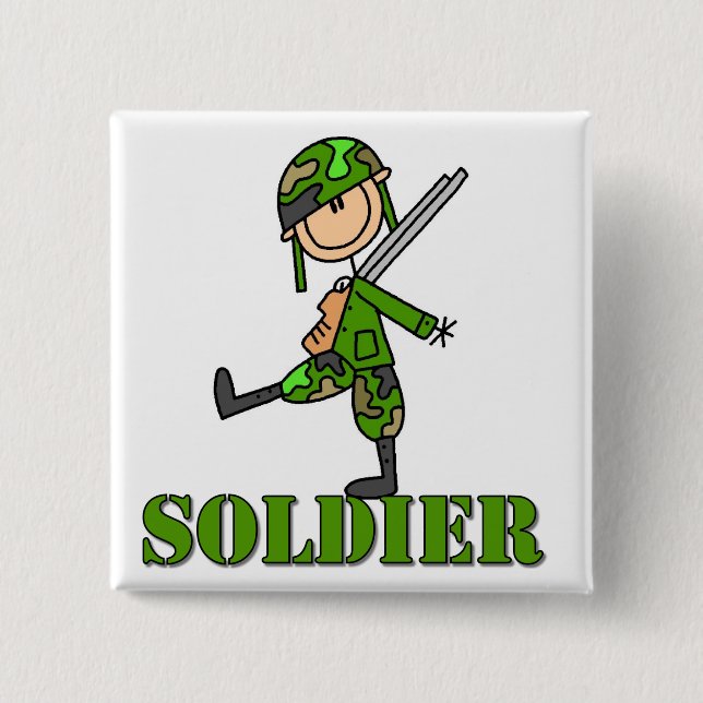 Soldat-Stickfigur Button (Vorderseite)