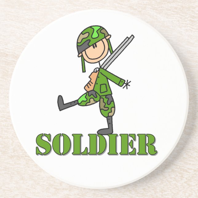Soldat-Stickfigur Getränkeuntersetzer (Vorne)