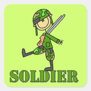 Soldat-Stickfigur Quadratischer Aufkleber