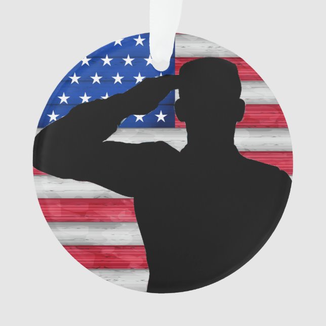 Soldat und amerikanische Flagge - Anerkennung Ornament (Vorderseite)
