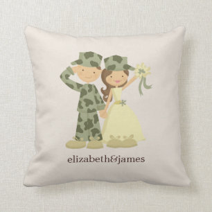 Soldat und Braut Hochzeitskissen Kissen
