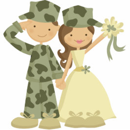 Soldat und Braut Hochzeitstorte Freistehende Fotoskulptur