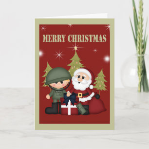 Soldat und Weihnachtsmann Feiertagskarte