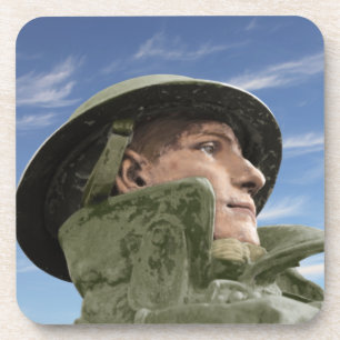 Soldat WW1 im Regenmantel und im Sturzhelm Untersetzer