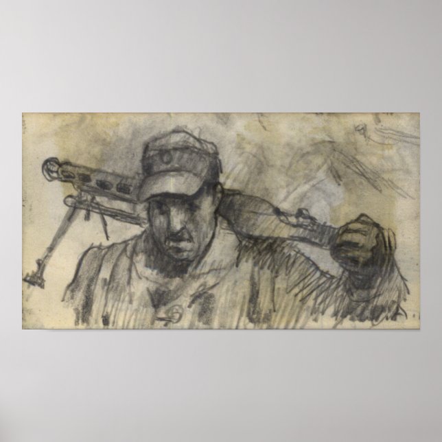 Soldat zu Fuß mit MG Poster (Vorne)