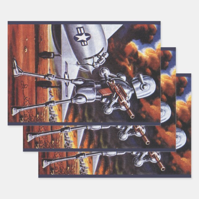 Soldaten der Vintagen Science Fiction Geschenkpapier Set (Set)