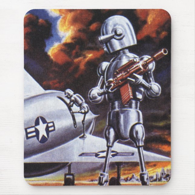 Soldaten der Vintagen Science Fiction Mousepad (Vorne)