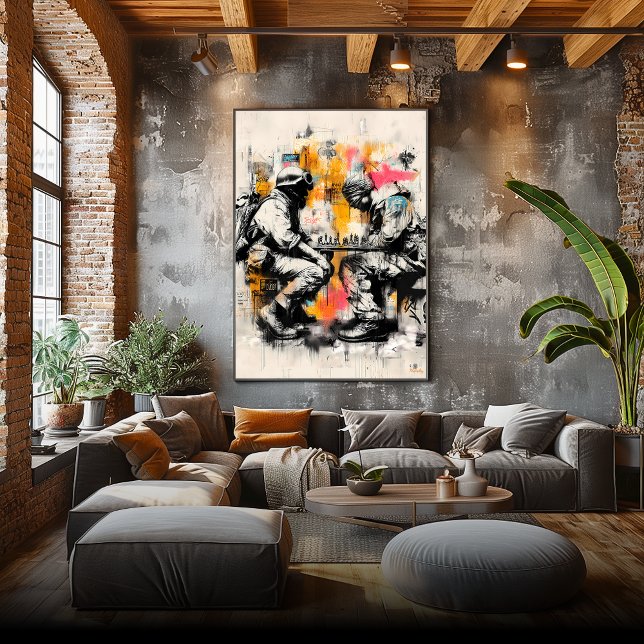 Soldaten, die Schach spielen - Antiwar Street Art  Poster (Von Creator hochgeladen)