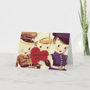 Soldatenjungen Valentinsgruß Vintage Karte