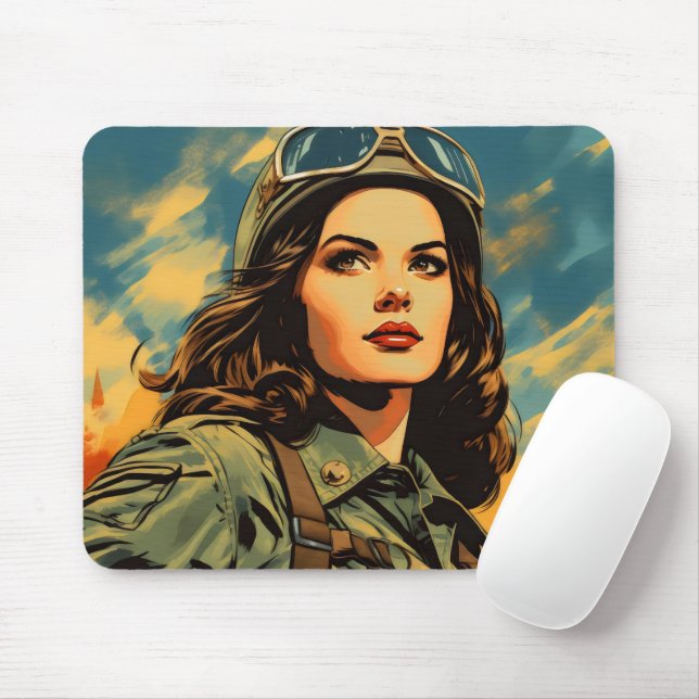 Soldatin Vintag Sci-Fi Mousepad (Mit Mouse)