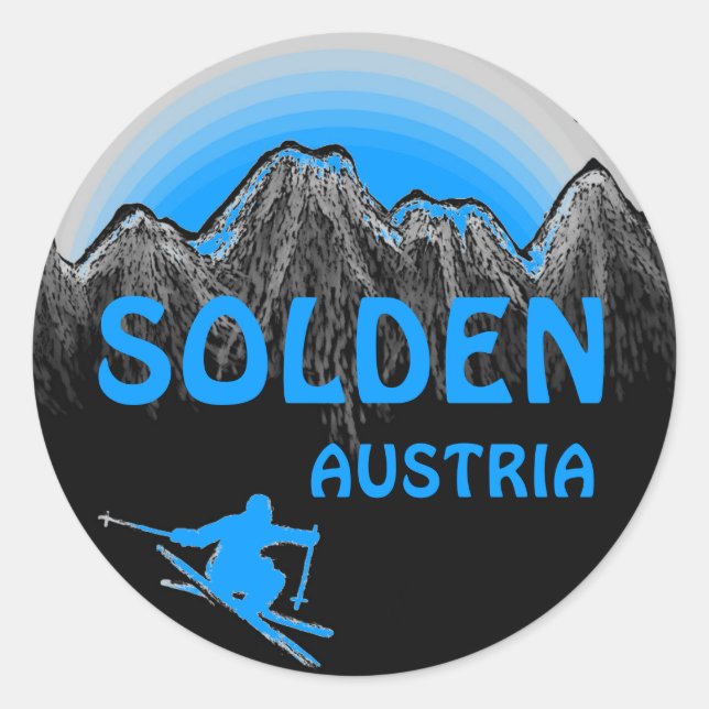 Solden Austria blaue Skigo Logo-Aufkleber Runder Aufkleber (Vorderseite)