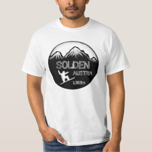 Solden Austria Schwarz-weißer Snowboard art value  T-Shirt